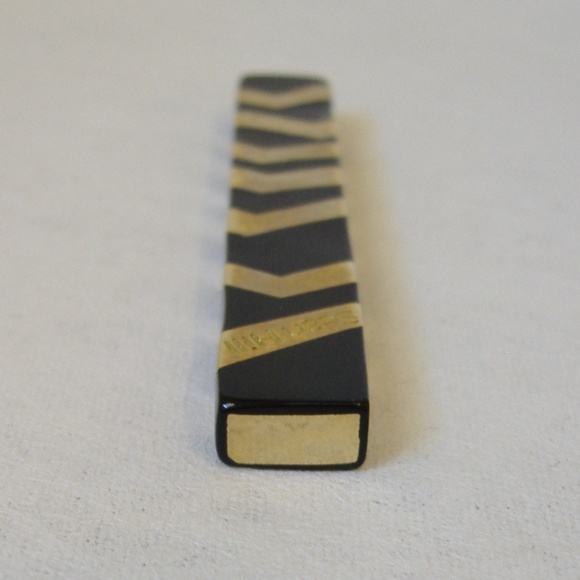 Black Resin Gold Pendant Slide Contemporary Handcrafted Necklace Artist Signed - Picture 7 of 7